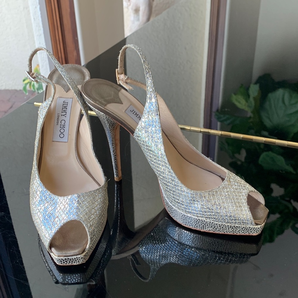 Jimmy Choo Glitter Peep toe Heels